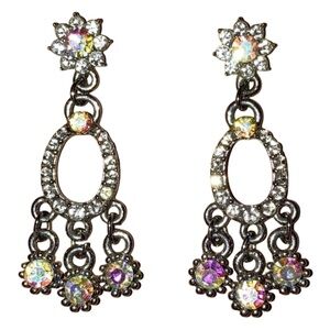Aurora Borealis Chandelier Dangle Earrings Formal Cocktail Party Wedding Jewelry